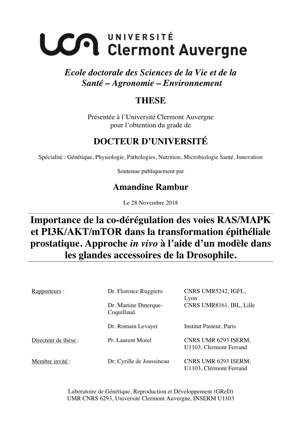 Importance De La Co-Dérégulation Des Voies RAS/MAPK Et PI3K/AKT/Mtor Dans La Transformation Épithéliale Prostatique. Approch