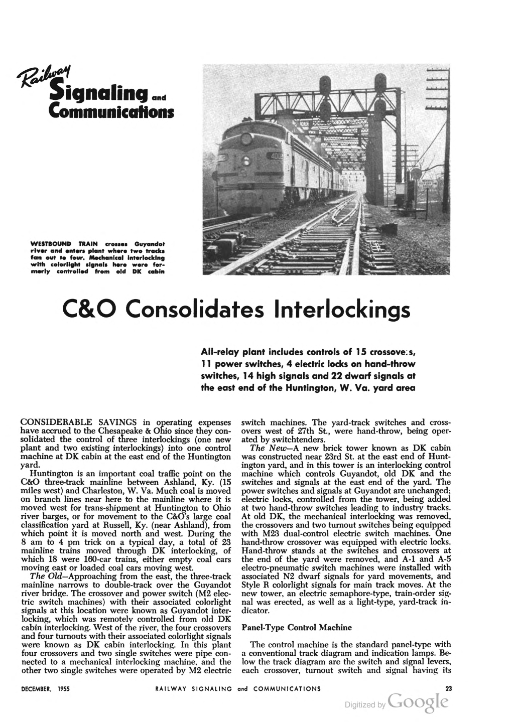 C&O Consolidates Interlockings