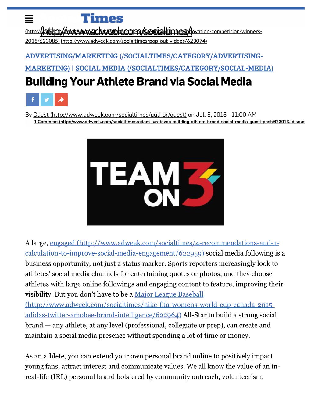 Building Your Athlete Brand Via Social Media