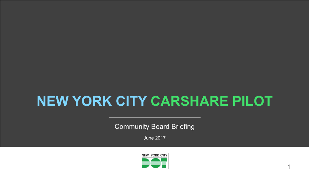 New York City Carshare Pilot