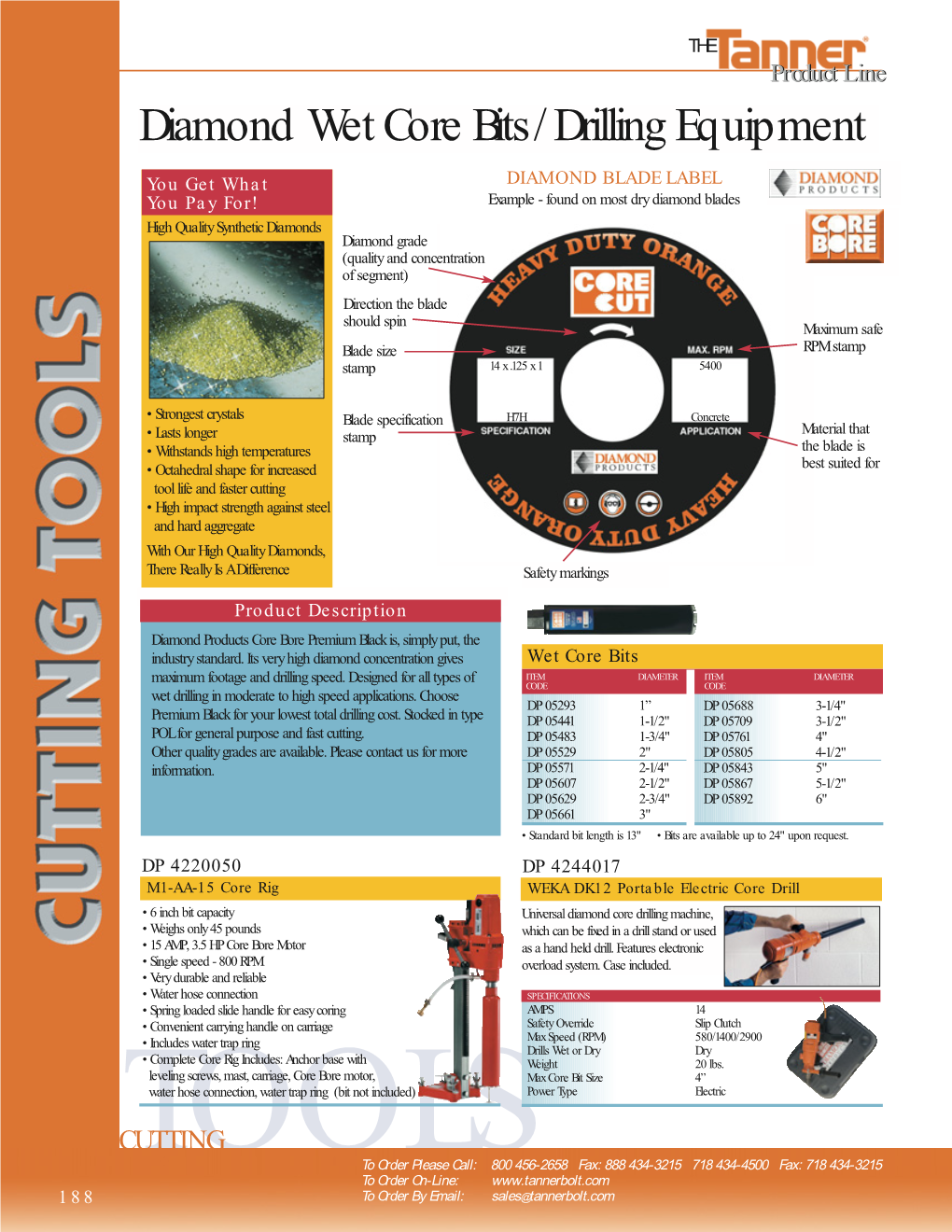 Diamond Wet Core Bits/ Drilling Equipment