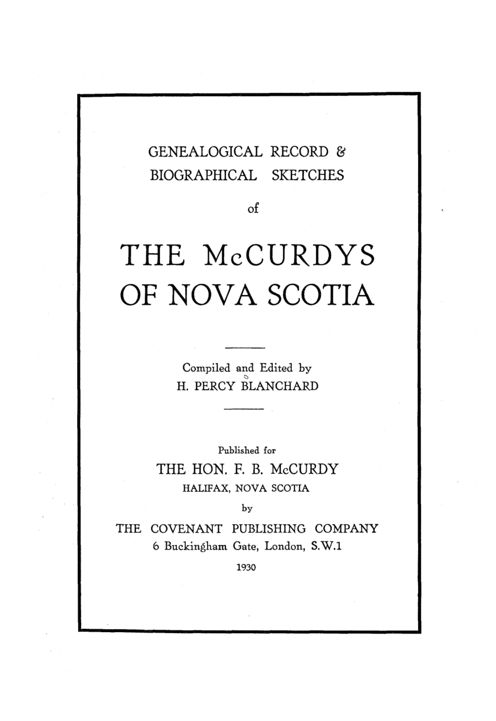 THE Mccurdys of NOVA SCOTIA