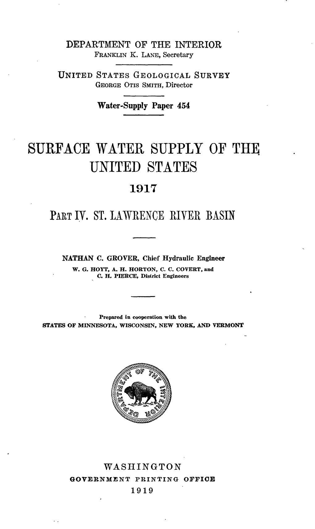 Surface Water Supply of the United States 1917 Part Iv