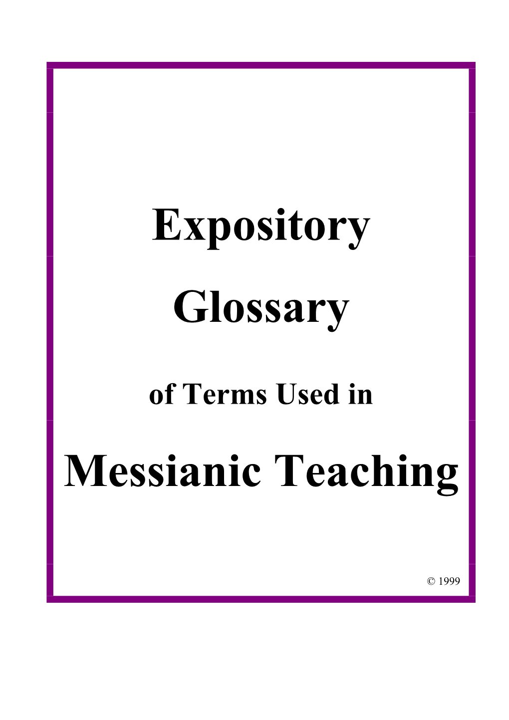 Expository Glossary Messianic Teaching