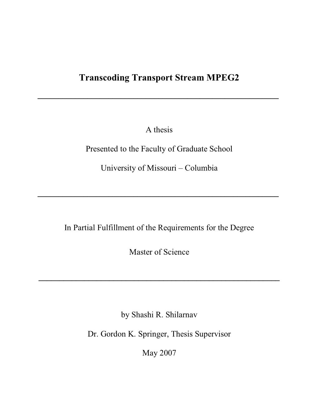 Transcoding Transport Stream MPEG2