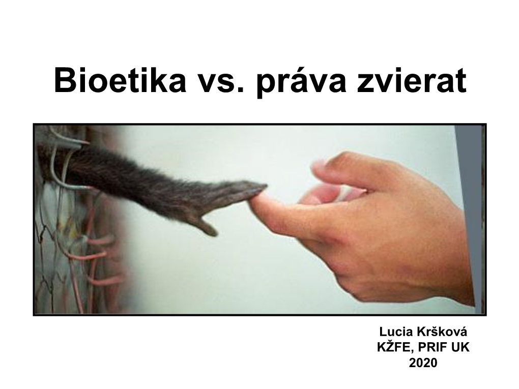 Bioetika Vs. Práva Zvierat Medzinárodné Organizácie A