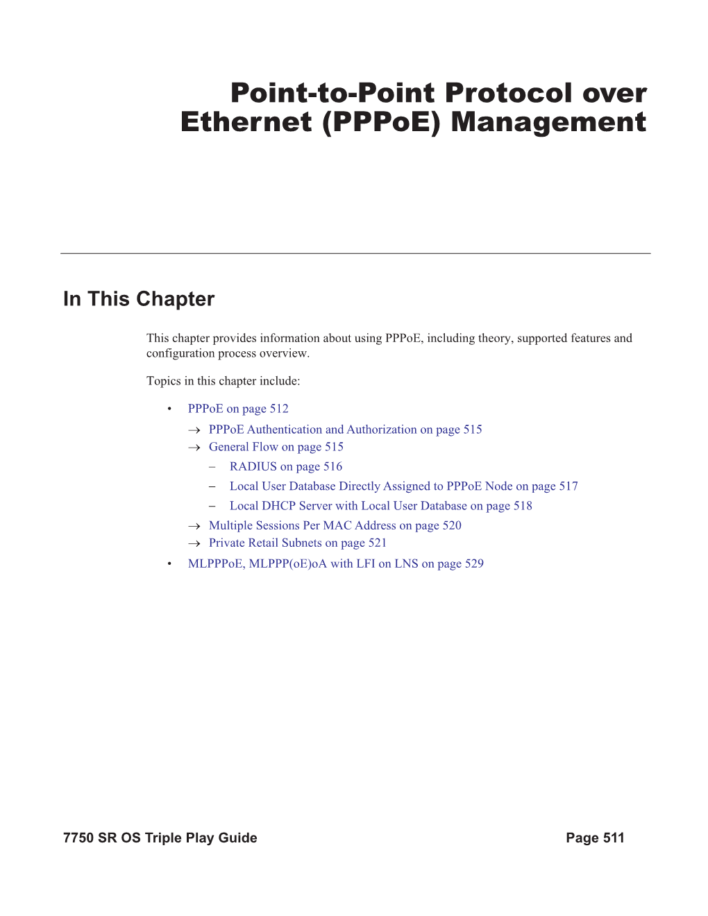 Point-To-Point Protocol Over Ethernet (Pppoe) Management