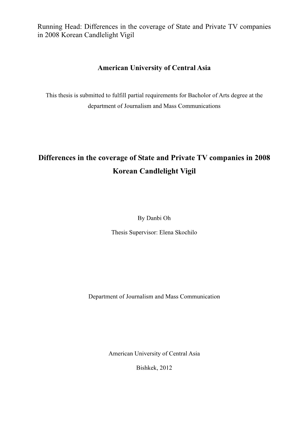 Differences in the Coverage of State and Private TV Companies in 2008 Korean Candlelight Vigil