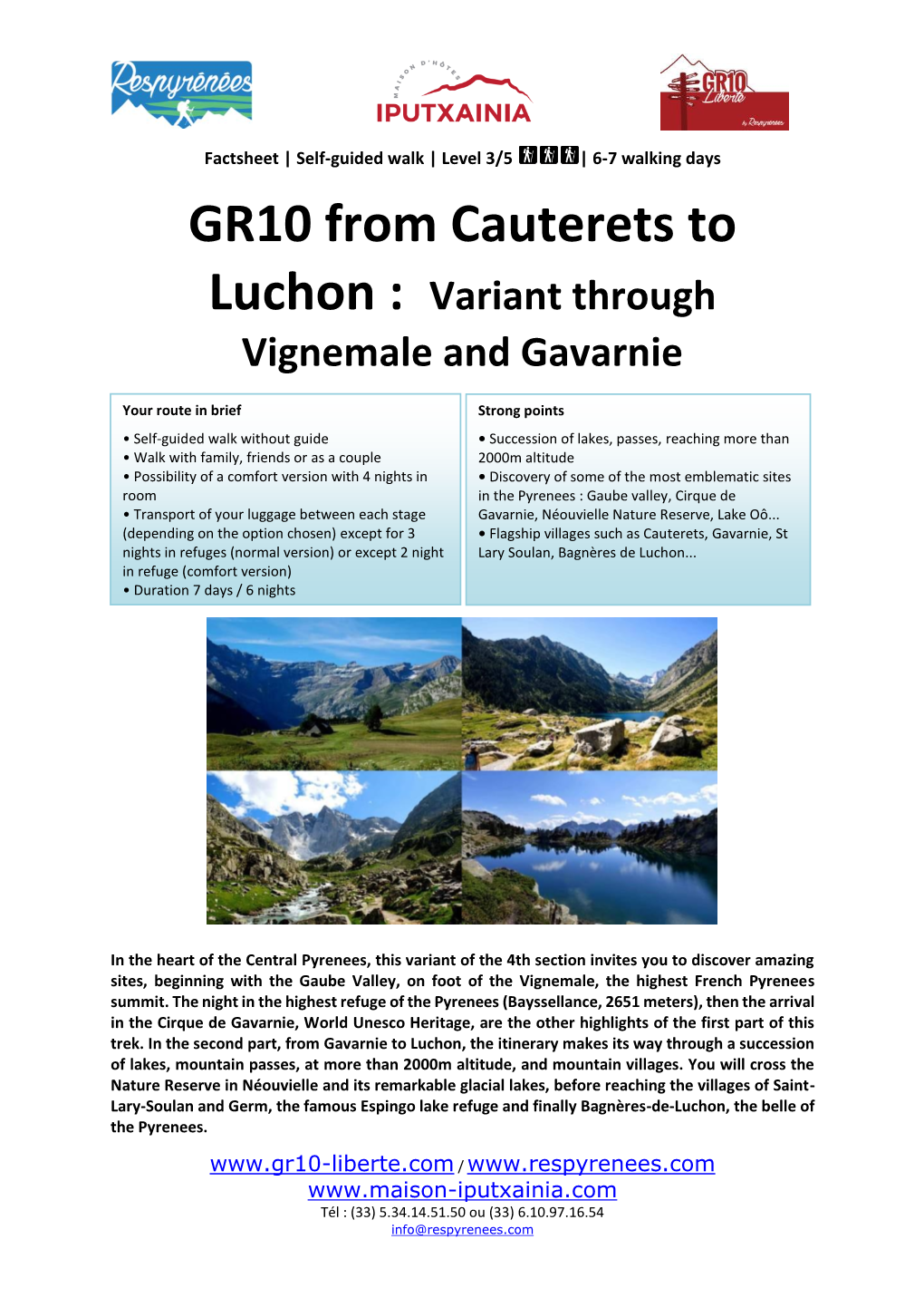 GR10 from Cauterets to Luchon : Variant Through Vignemale and Gavarnie