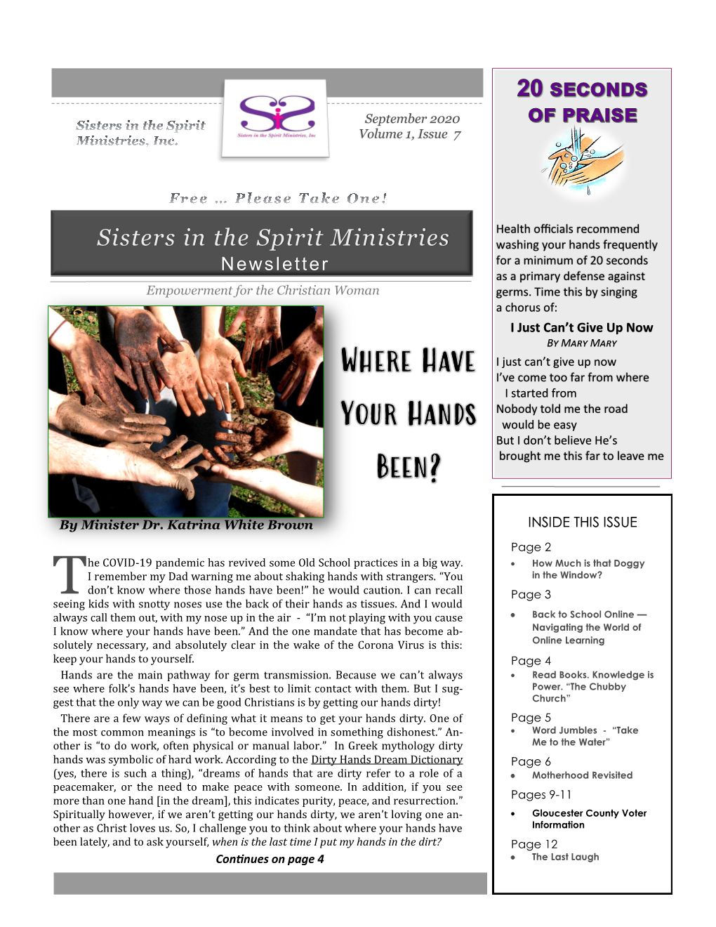 Newsletter for a Minimum of 20 Seconds As a Primary Defense Against Empowerment for the Christian Woman Germs