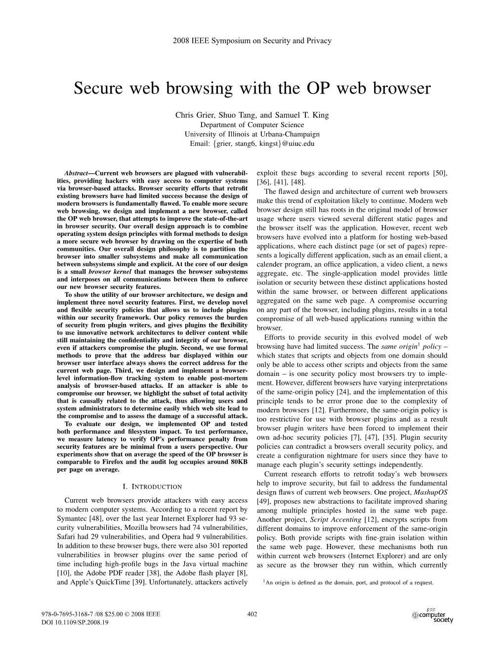 Secure Web Browsing with the OP Web Browser