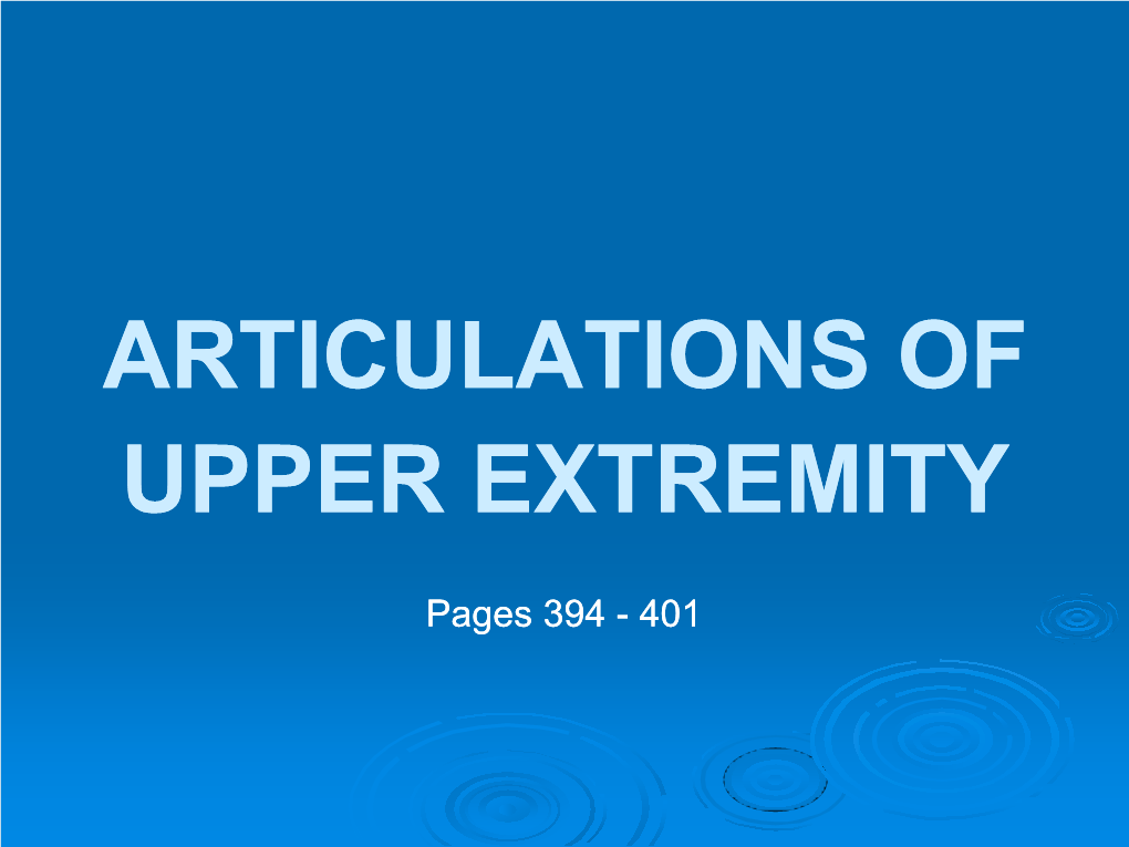 Articulations of Upper Extremity