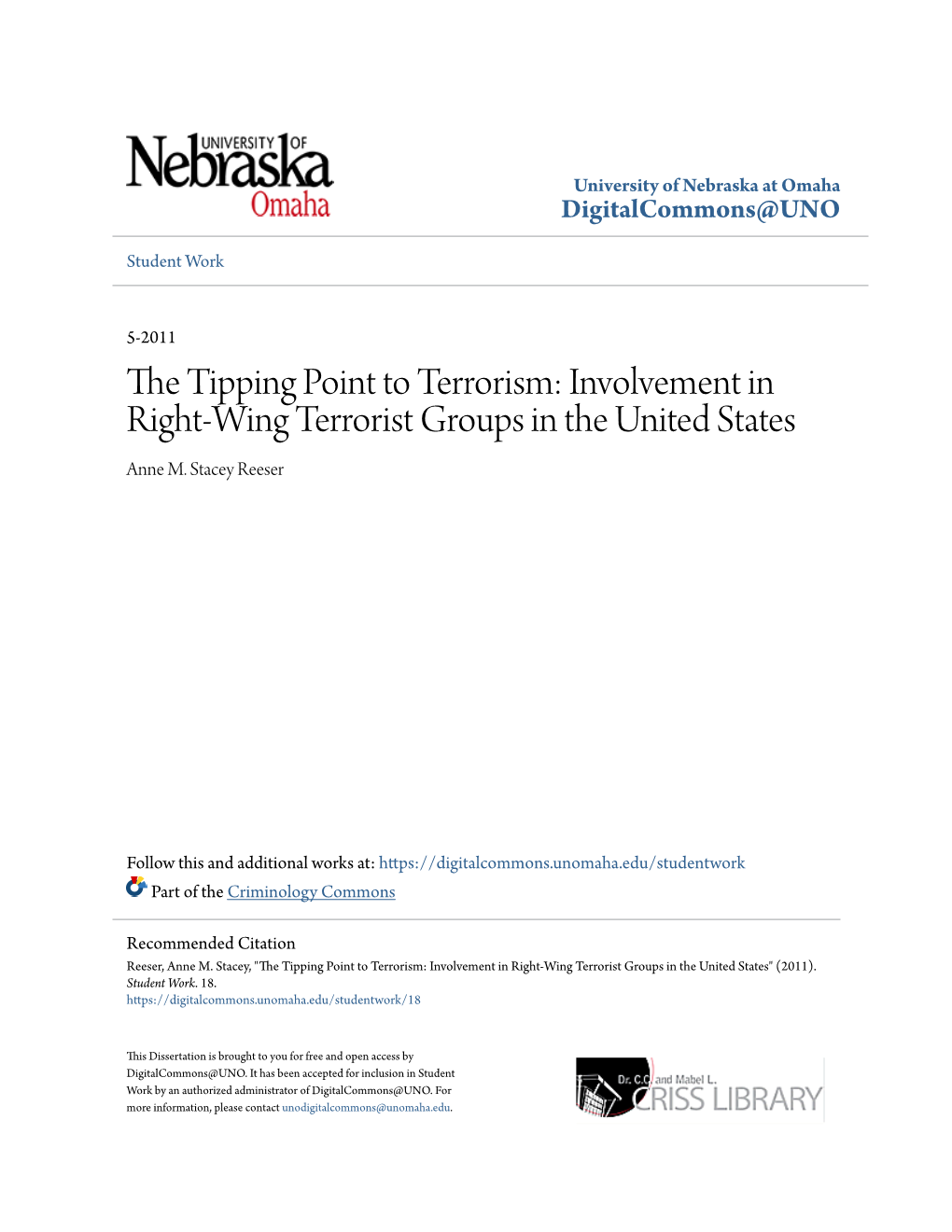 The Tipping Point to Terrorism: Involvement in Right-Wing Terrorist Groups in the United States