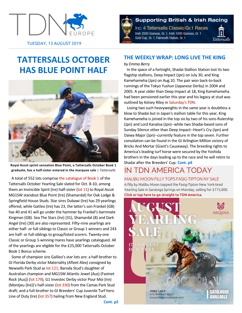 Tattersalls October Has Blue Point Half