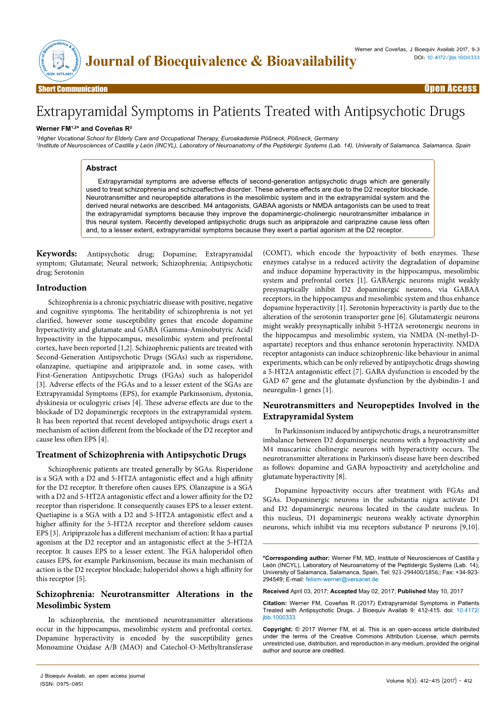 Extrapyramidal Symptoms in Patients Treated with Antipsychotic Drugs