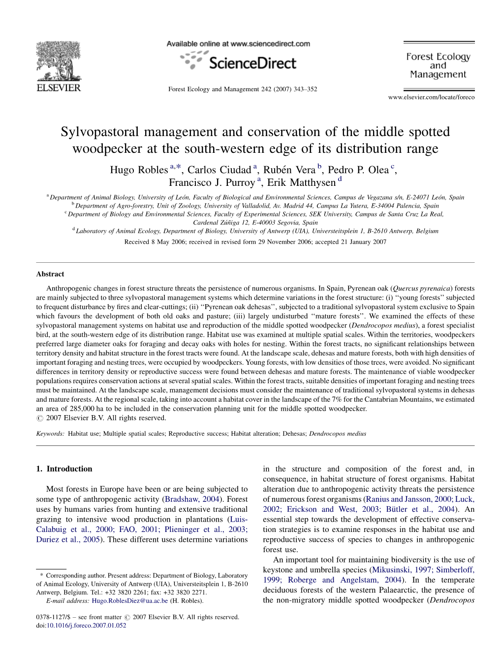 Sylvopastoral Management and Conservation of the Middle Spotted