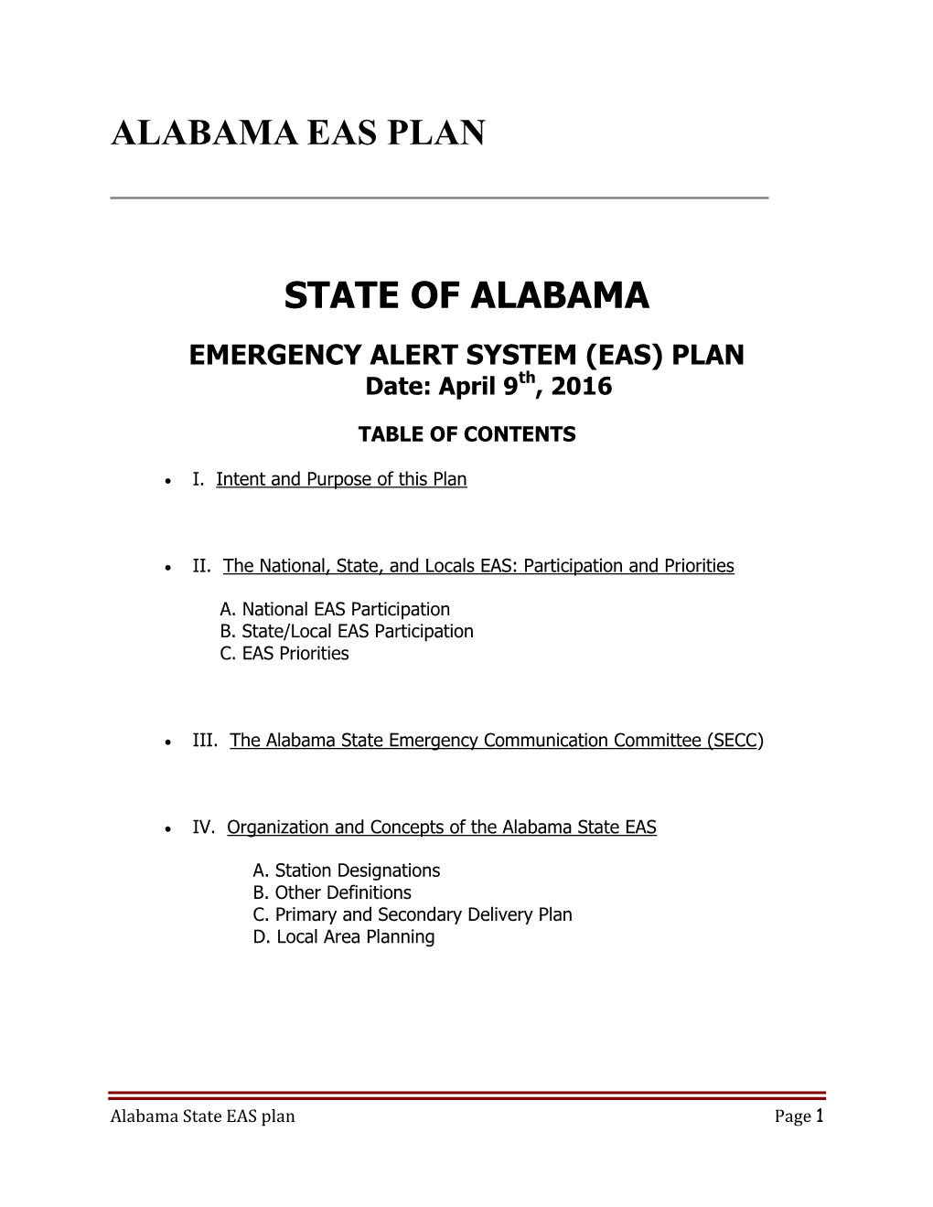 Alabama Eas Plan State of Alabama