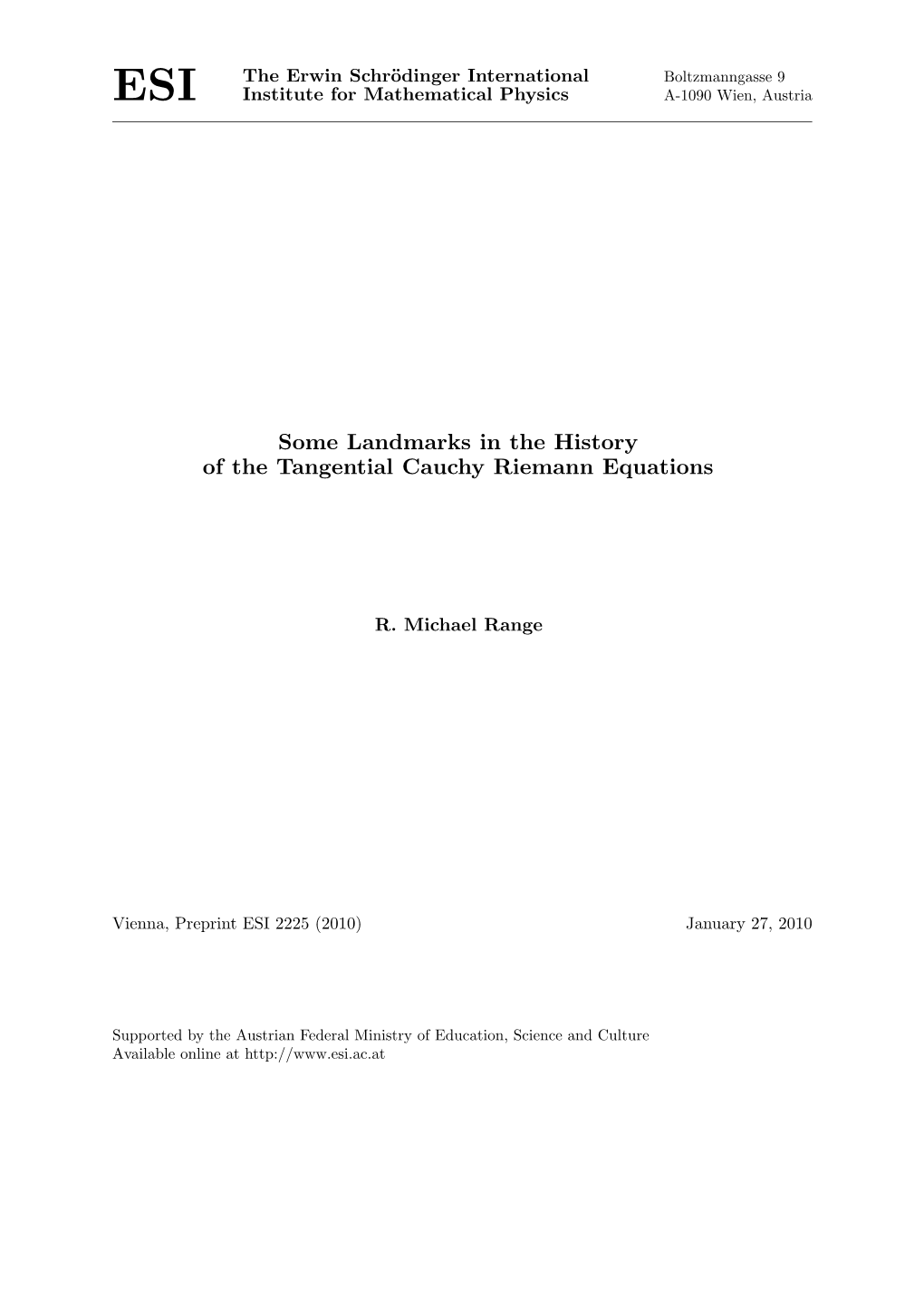 Some Landmarks in the History of the Tangential Cauchy Riemann Equations