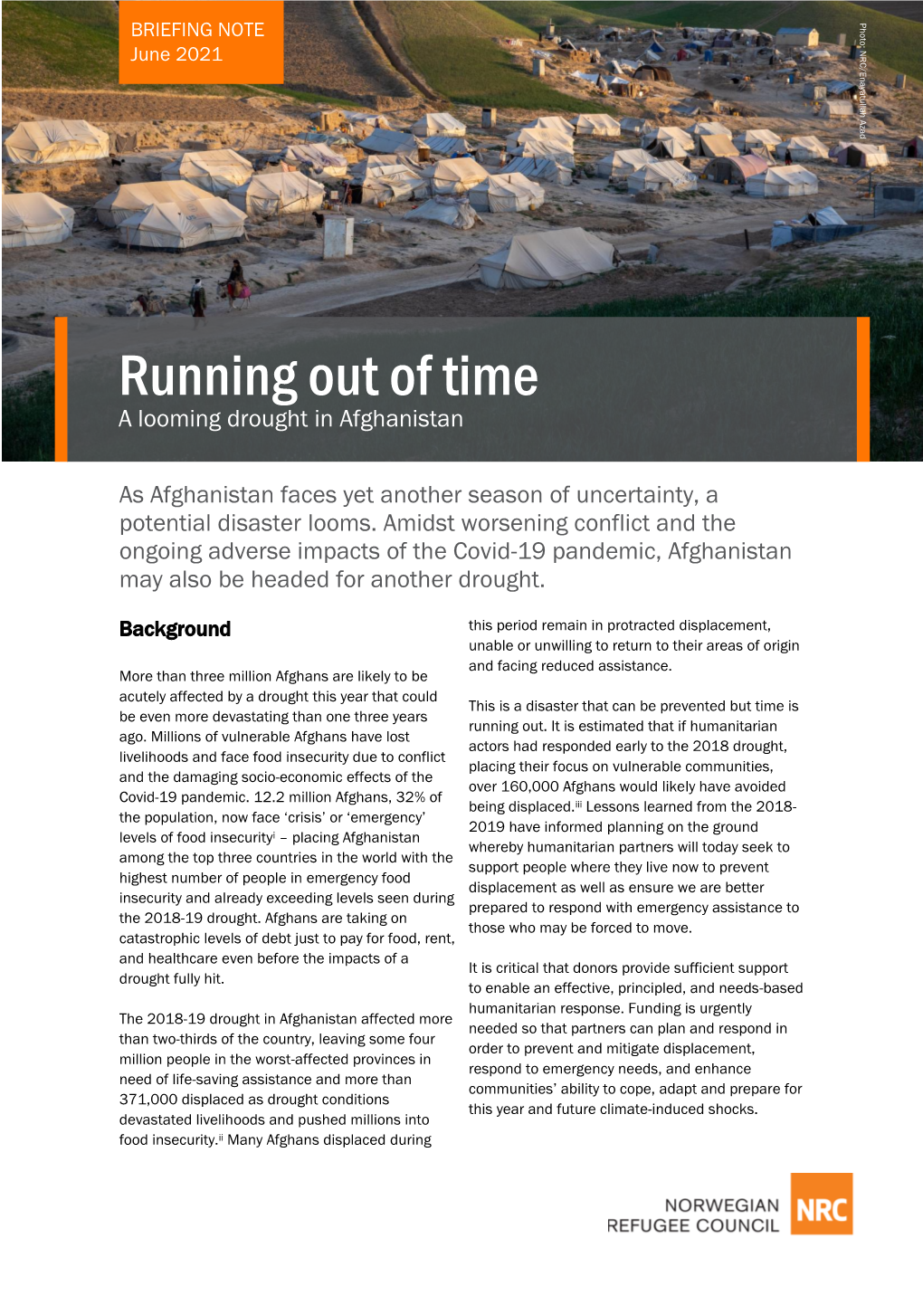 Running out of Time a Looming Drought in Afghanistan