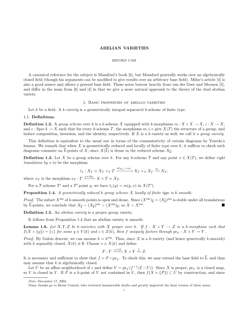 Abelian Varieties