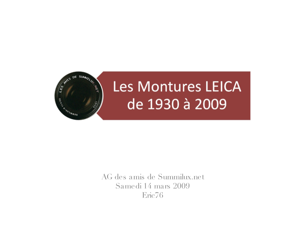 Les Montures Leica De 1930 À 2009