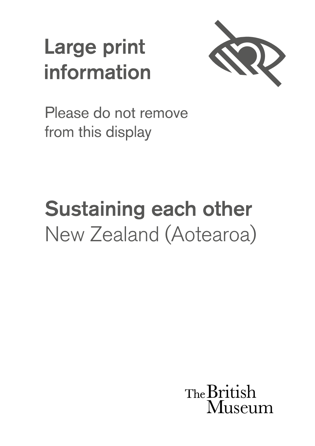 Sustaining Each Other New Zealand (Aotearoa) Large Print Information