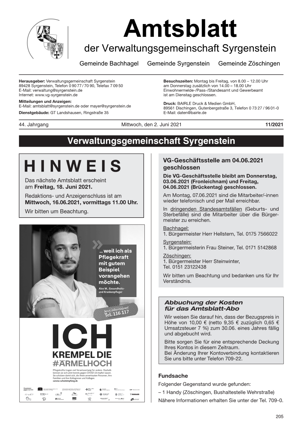 Amtsblatt Der Verwaltungsgemeinschaft Syrgenstein