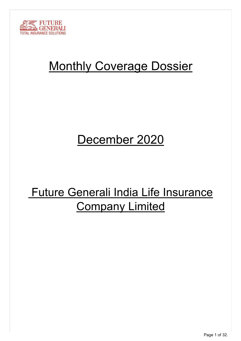 Monthly Coverage Dossier December 2020