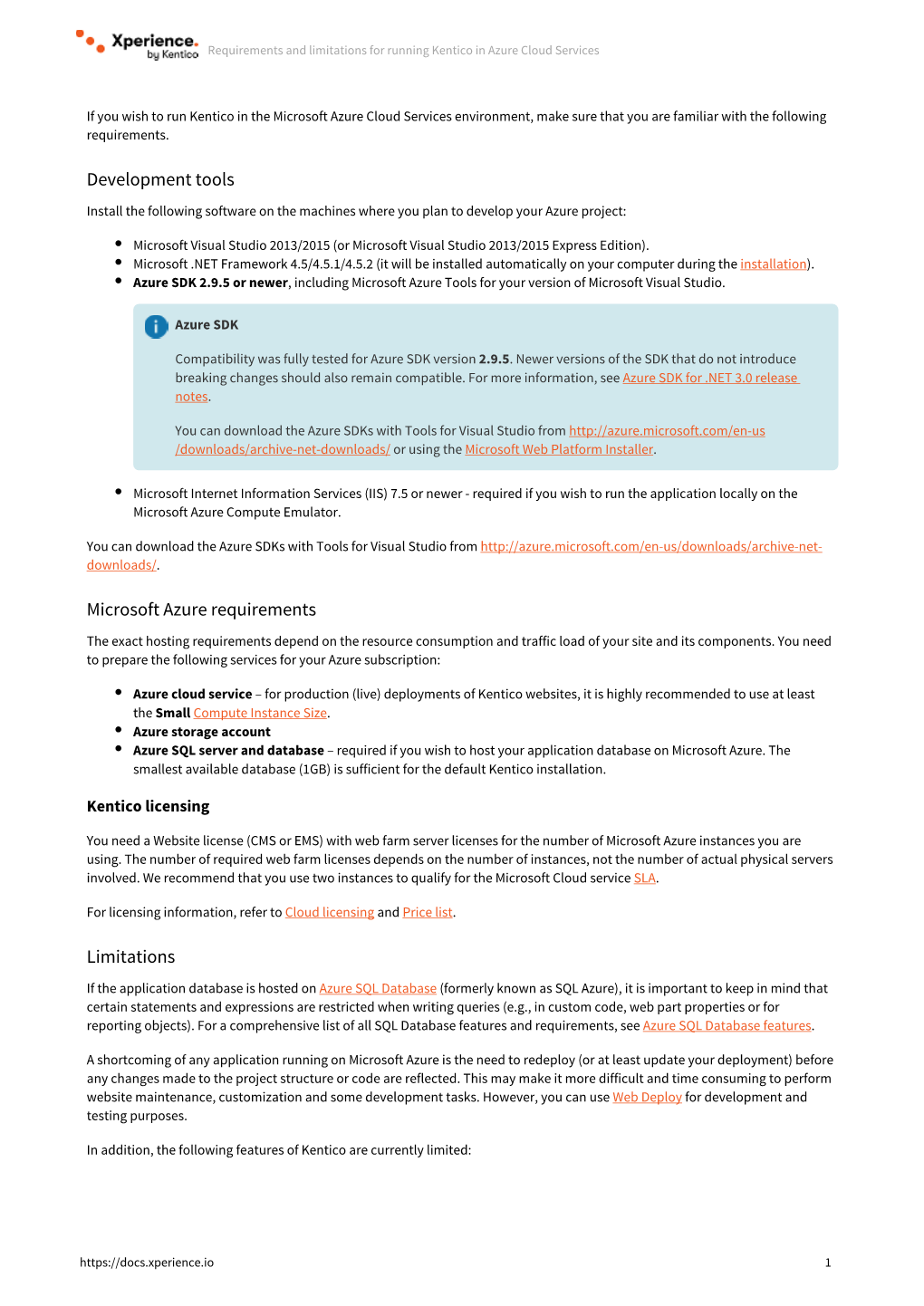 Development Tools Microsoft Azure Requirements Limitations