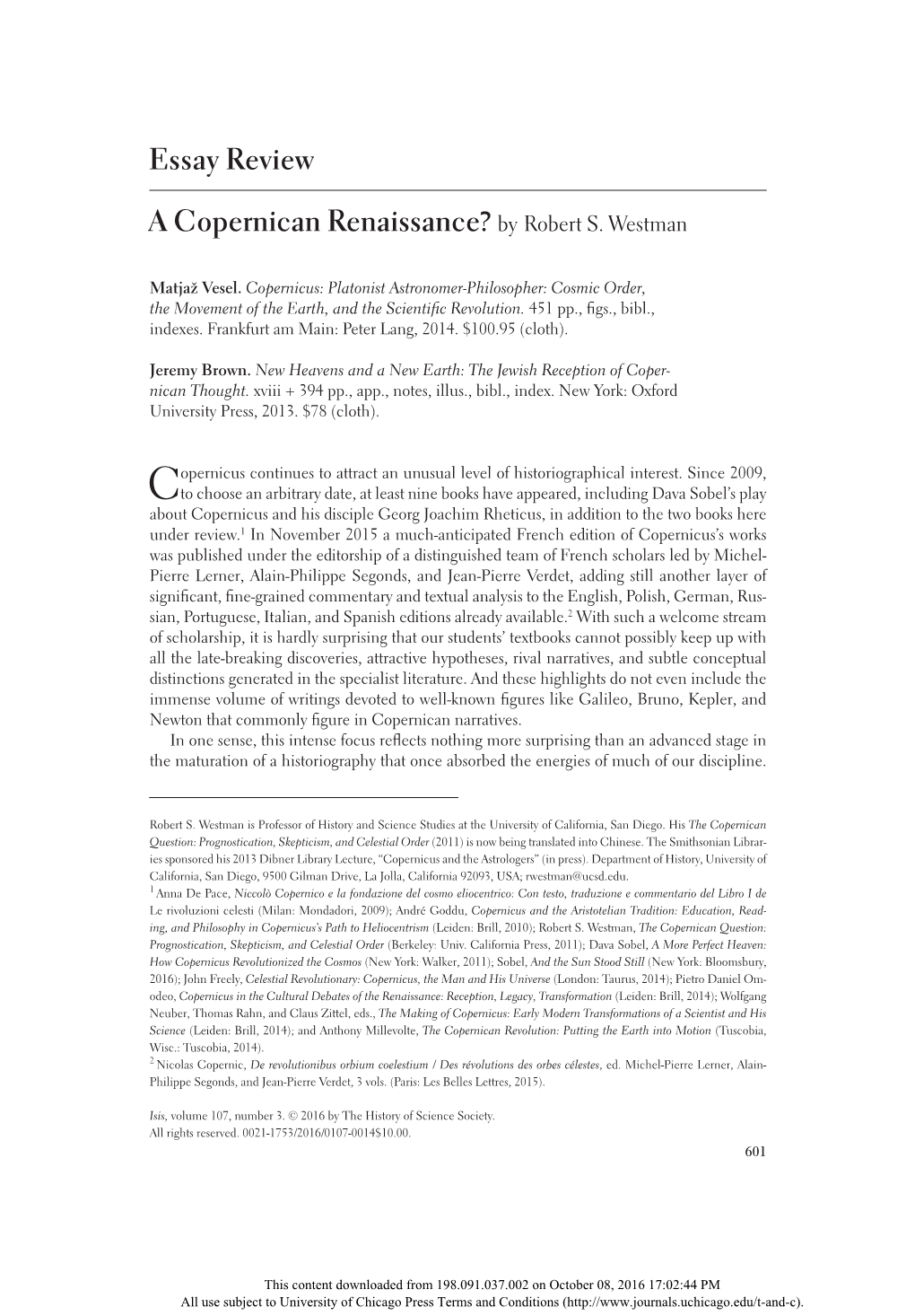 A Copernican Renaissance? by Robert S