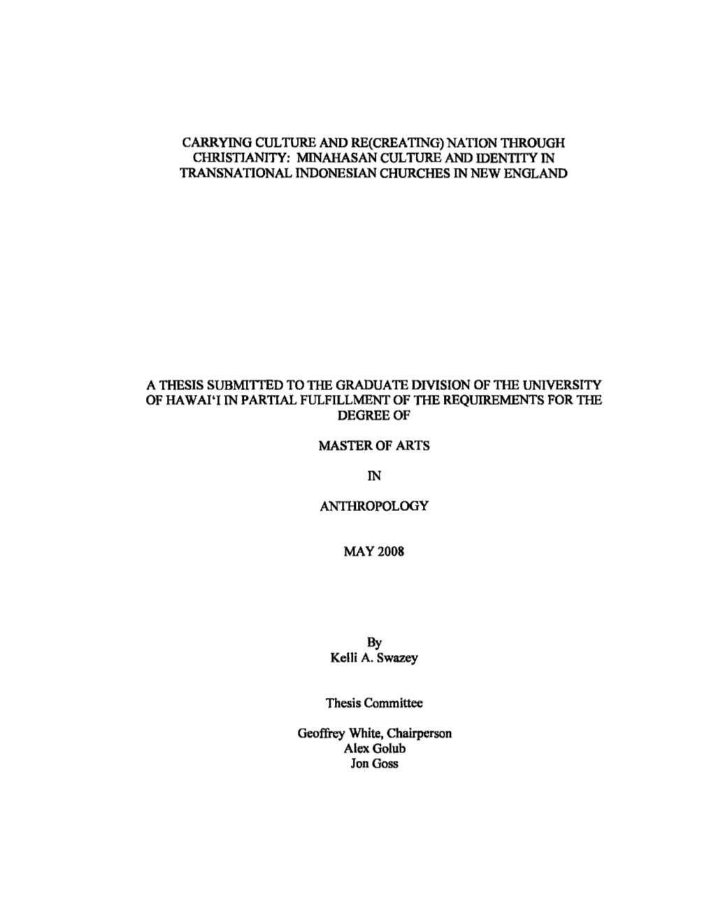 Nation Through Christianity: Minahasan Culture and Identity in Transnational Indonesian Churches in New England