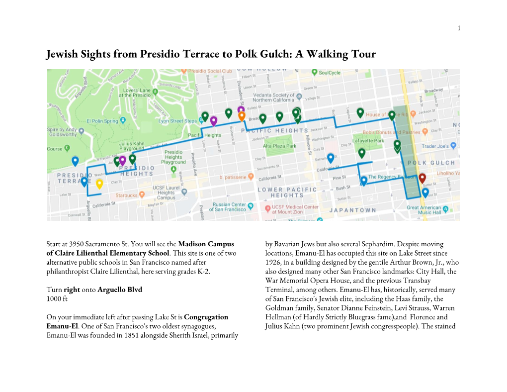 Jewish Sights from Presidio Terrace to Polk Gulch: a Walking Tour