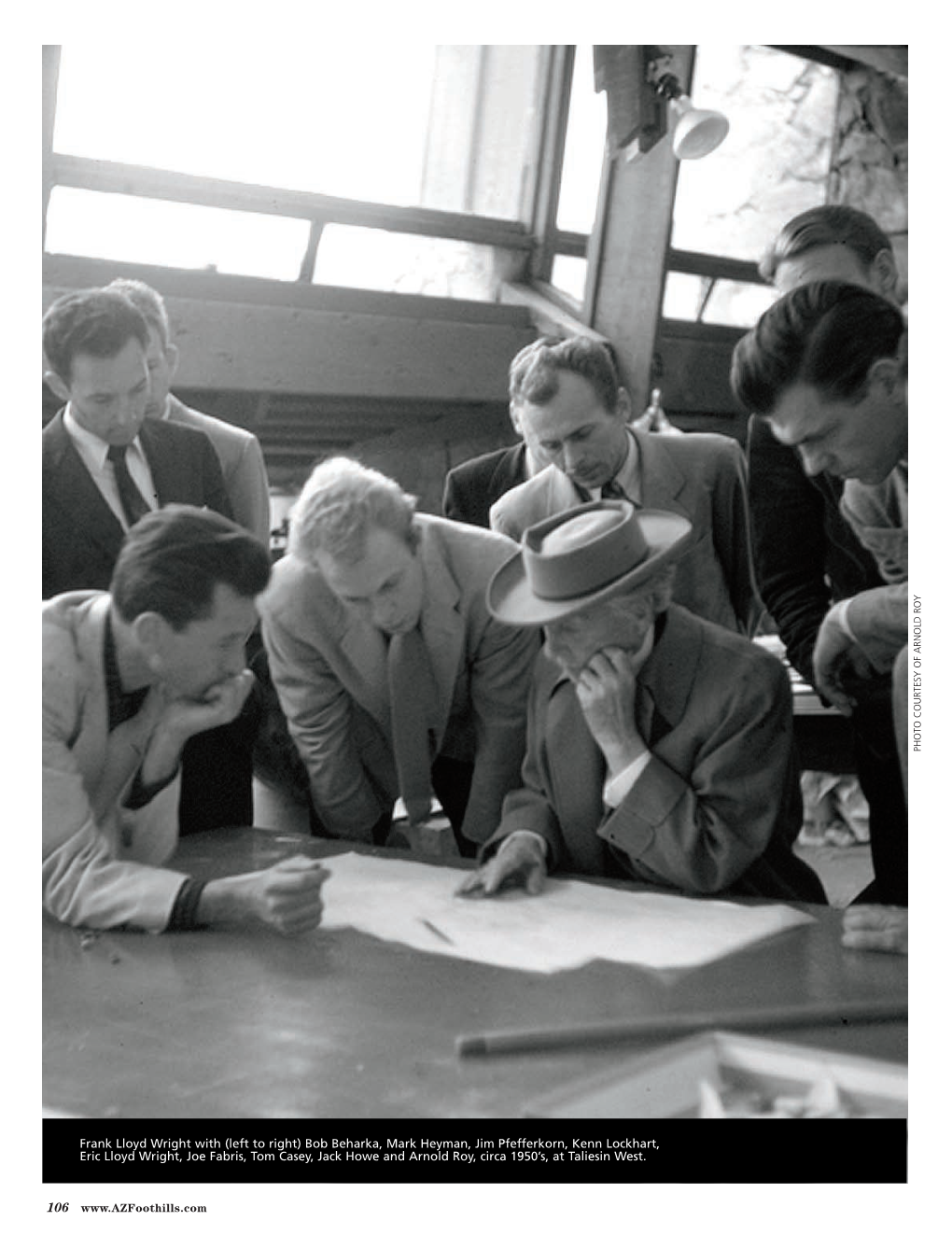 Frank Lloyd Wright with (Left to Right) Bob Beharka, Mark Heyman, Jim