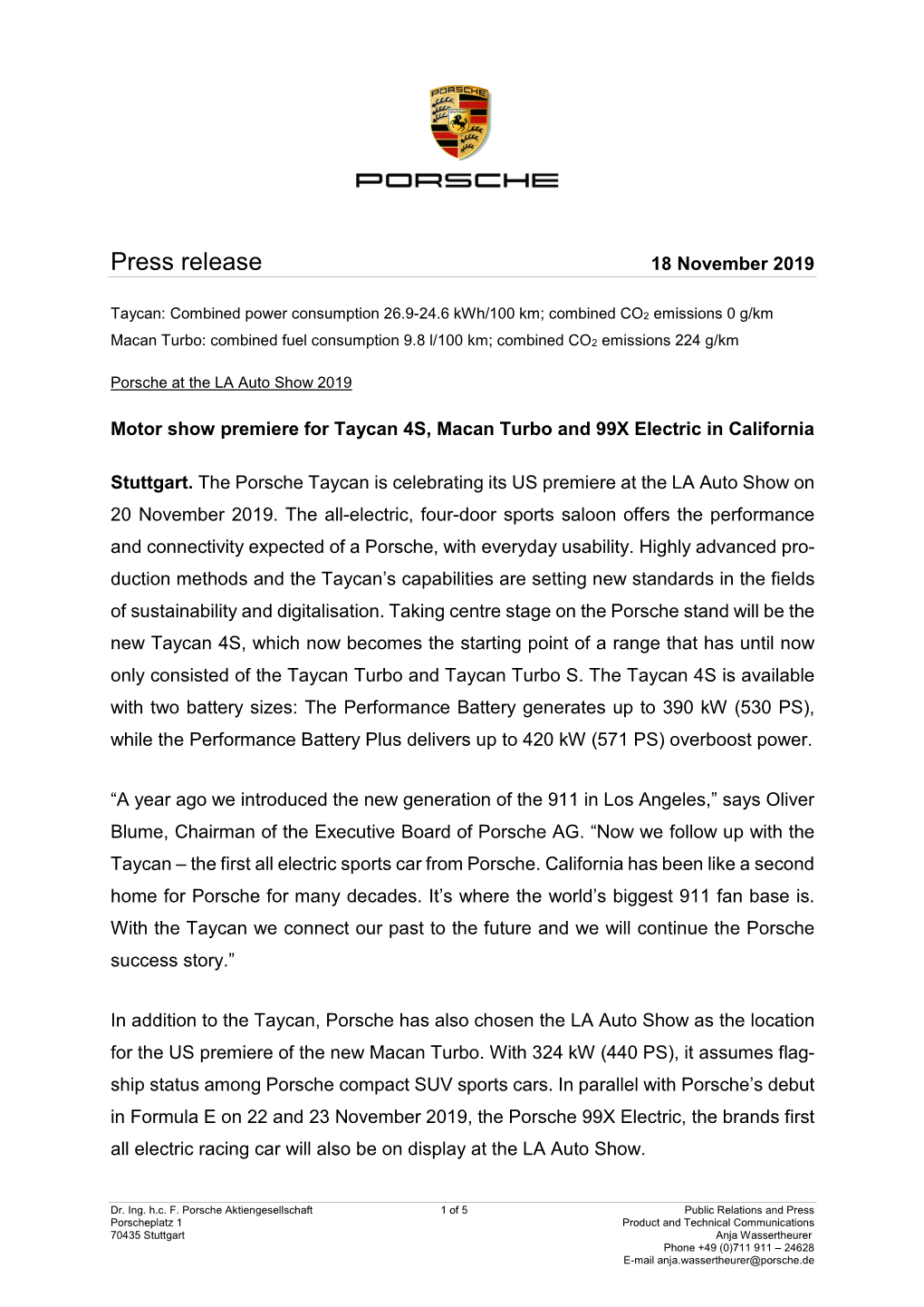 Press Release 18 November 2019