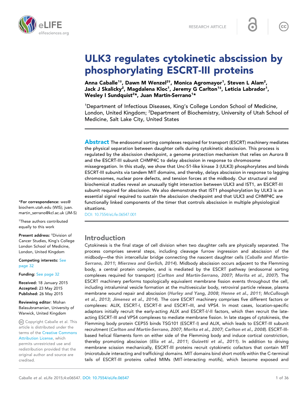 ULK3 Regulates Cytokinetic Abscission by Phosphorylating ESCRT-III