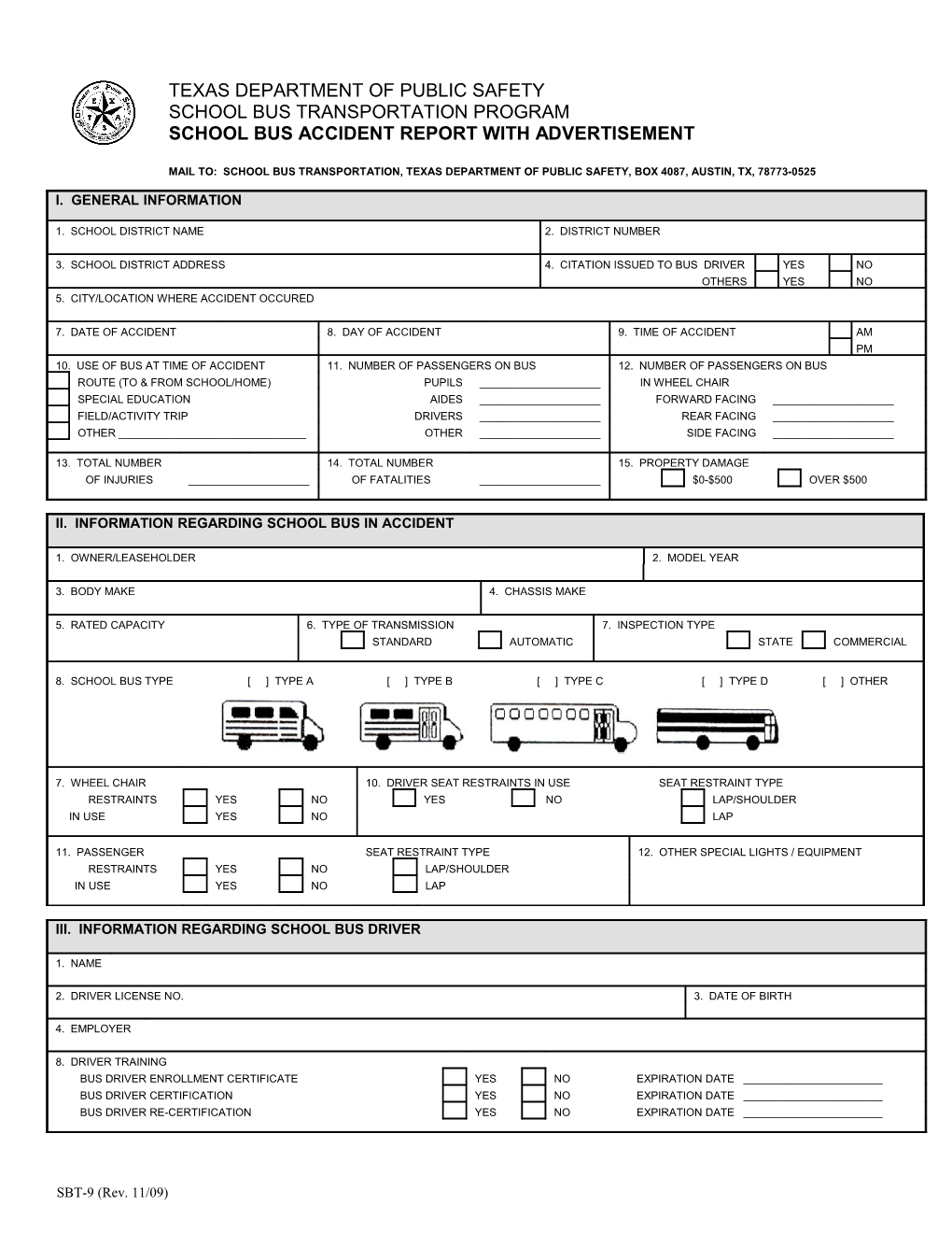 Reporting Requirements and Distribution: a Report Form Should Be Completed by Owner