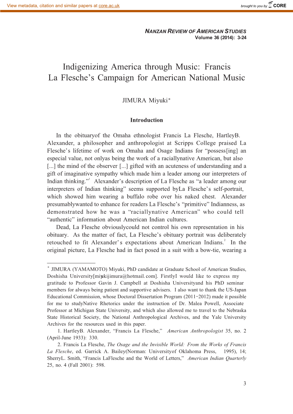 Francis La Flesche's Campaign for American National Music
