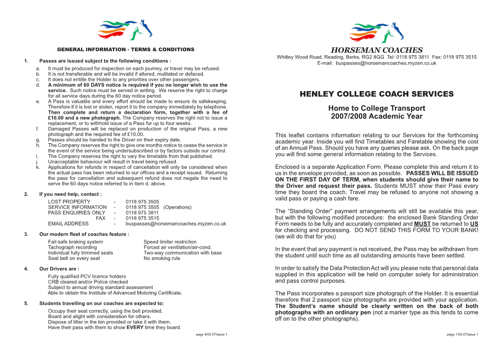 Horseman Coaches Henley College Coach Services