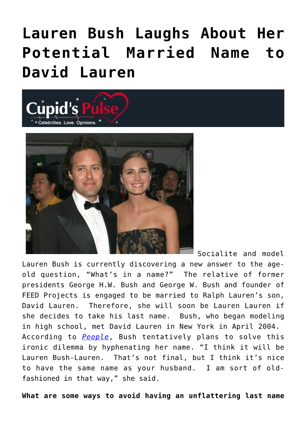 Lauren Bush Laughs About Her Potential Married Name to David Lauren