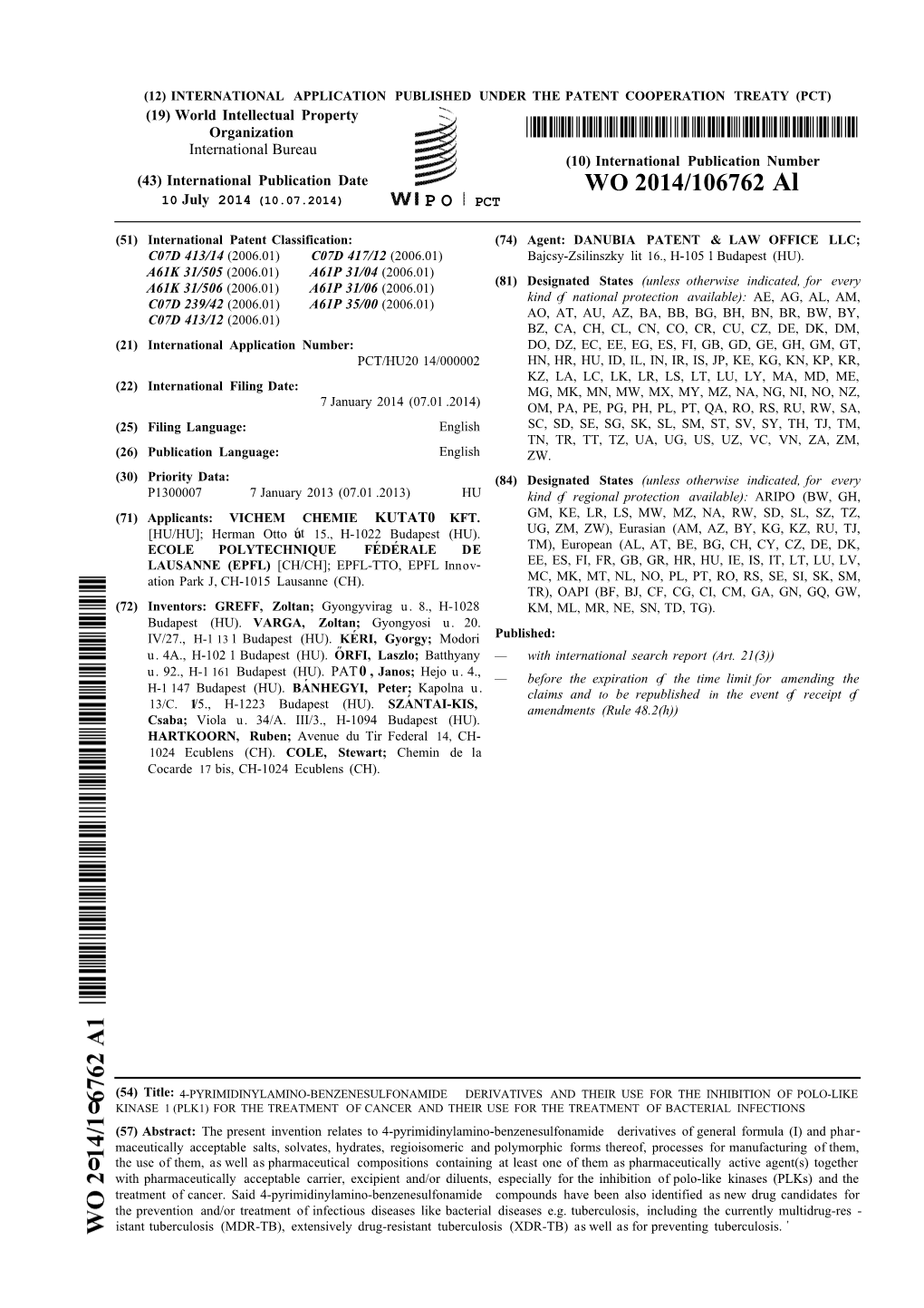 WO 2014/106762 Al 10 July 2014 (10.07.2014) P O PCT