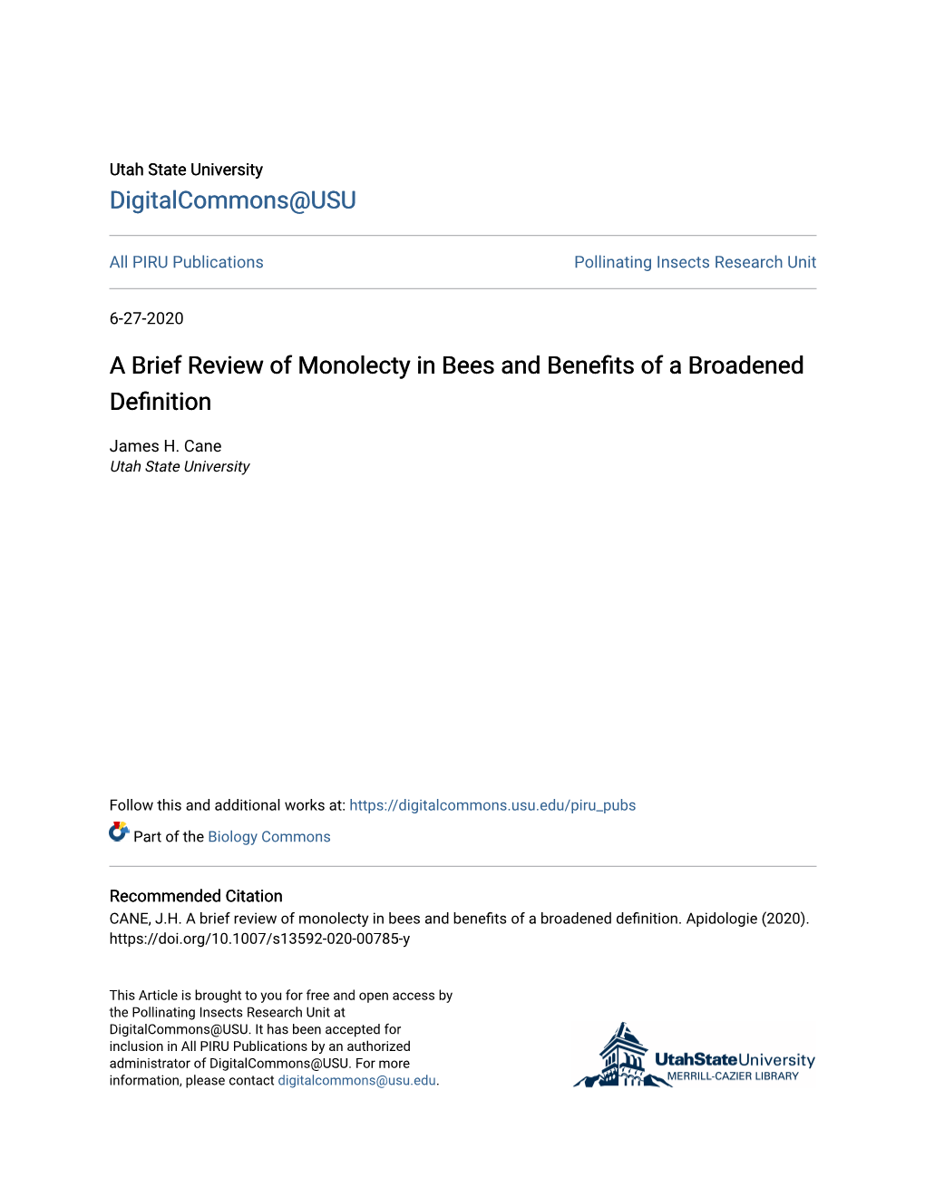 A Brief Review of Monolecty in Bees and Benefits of a Broadened Definition