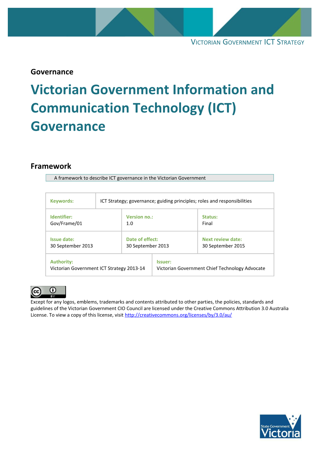 Victorian Government Information and Communication Technology (ICT) Governance