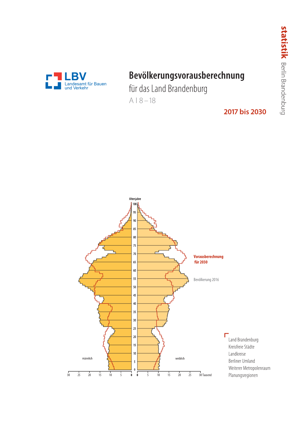 Bevölkerungsvorausberechnung Für Das Land Brandenburg a I 8 – 18 2017 Bis 2030