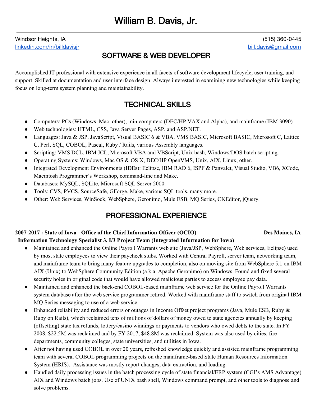 My Summary Resume (PDF)