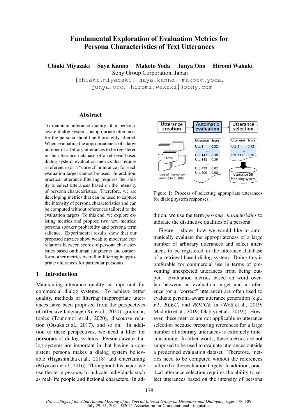 Fundamental Exploration of Evaluation Metrics for Persona Characteristics of Text Utterances