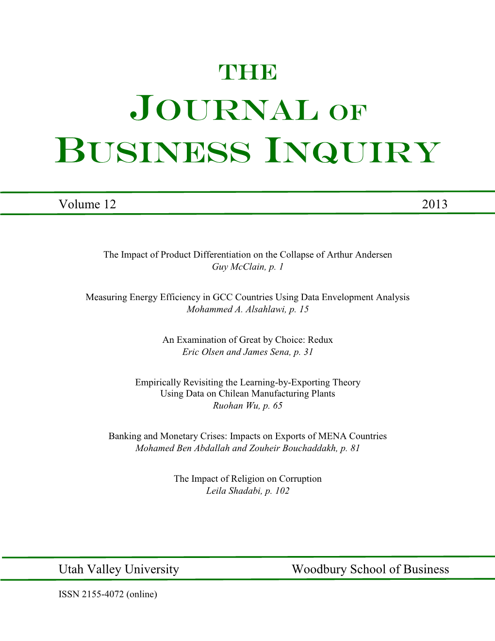 Journal of Business Inquiry