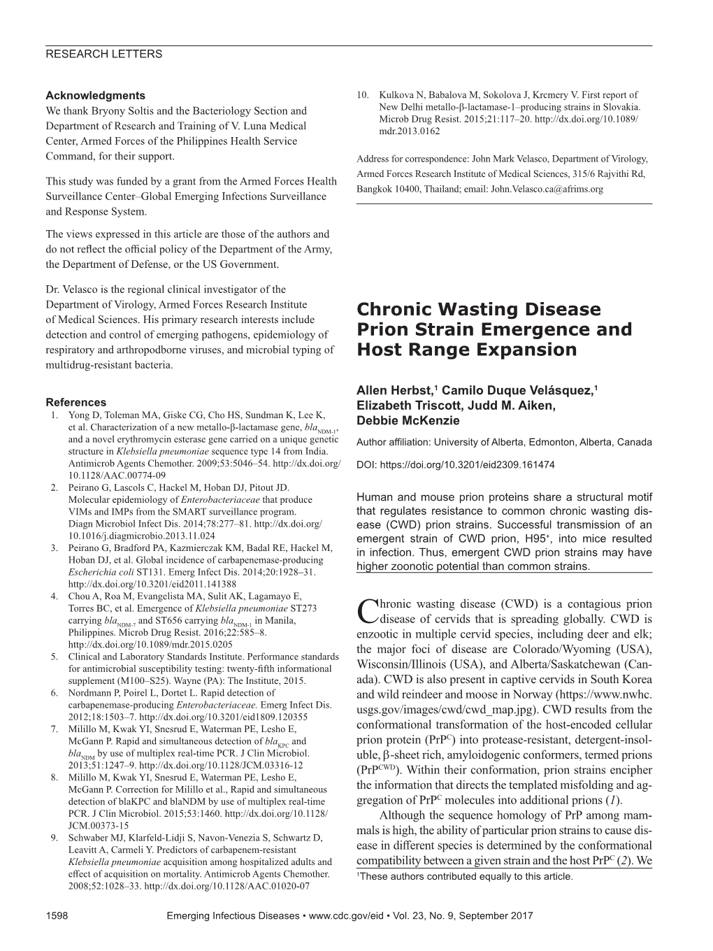 Chronic Wasting Disease Prion Strain Emergence and Host Range