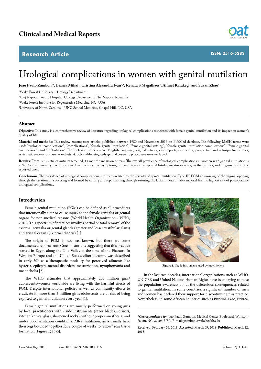 Urological Complications in Women with Genital Mutilation