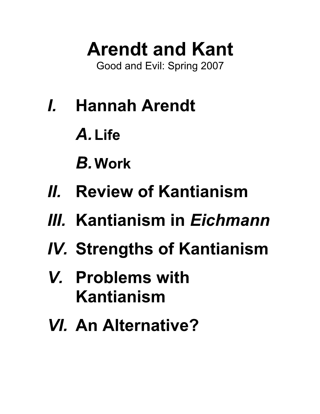 Arendt and Kant