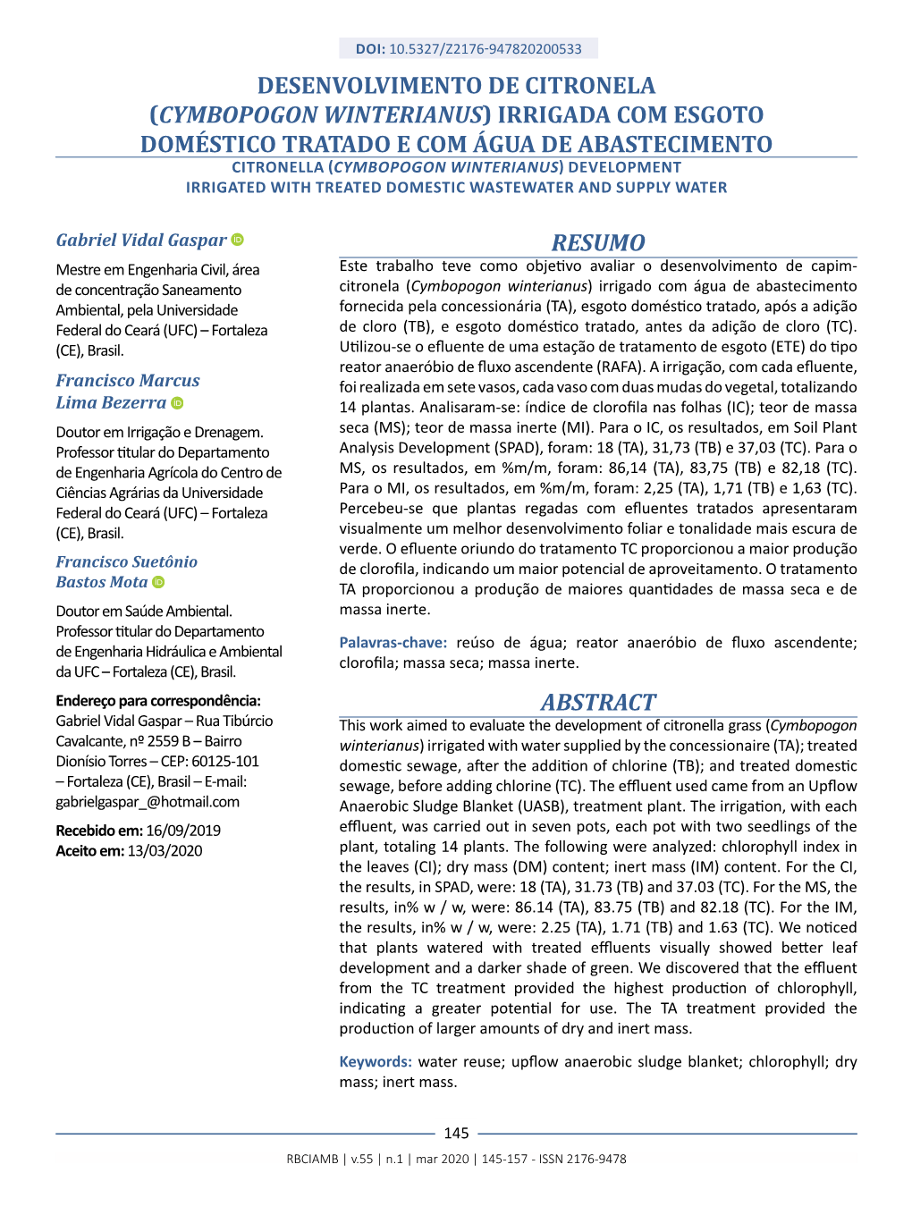 Resumo Abstract Desenvolvimento De